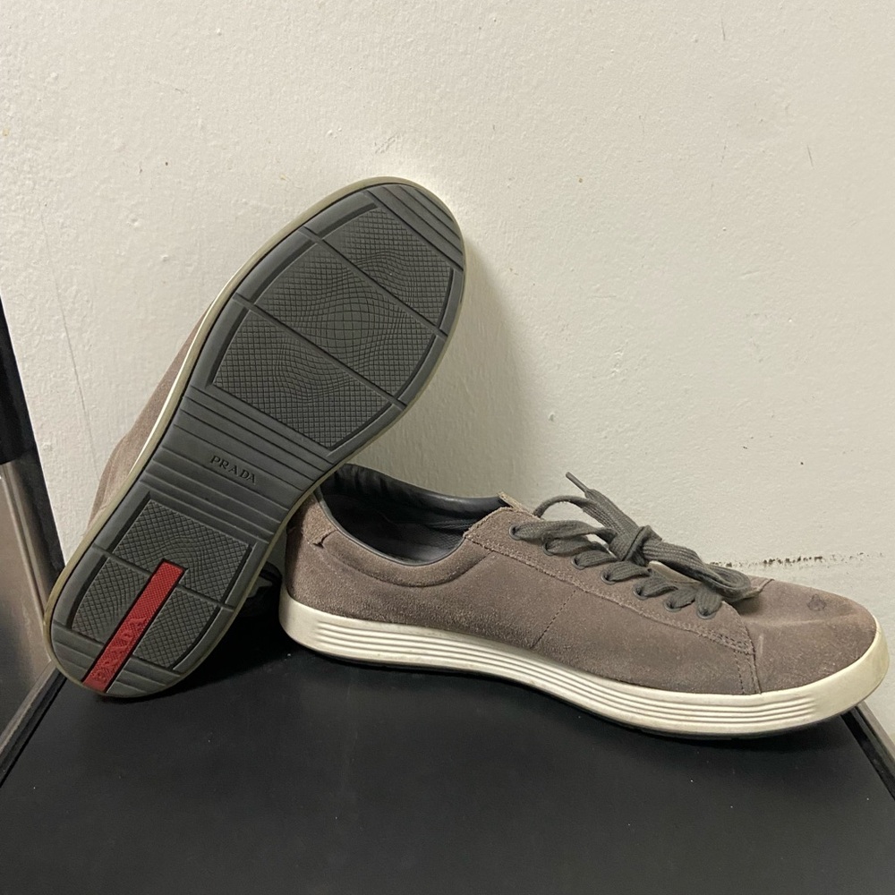 Prada 4E2336 Grey Suede Designer Sneakers Casua Shoes Size 8.5 Vintage Y2K 2000s - Picture 9 of 15